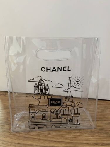 CHANEL BEAUTE Clear beach Purse Mini Tote Handbag PVC