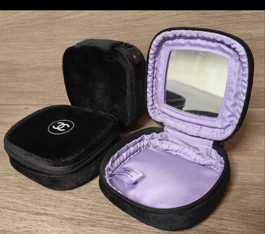 Chanel Small Lipstick Compact Velvet Pouch with Mirror Makeup Bag VIP gift