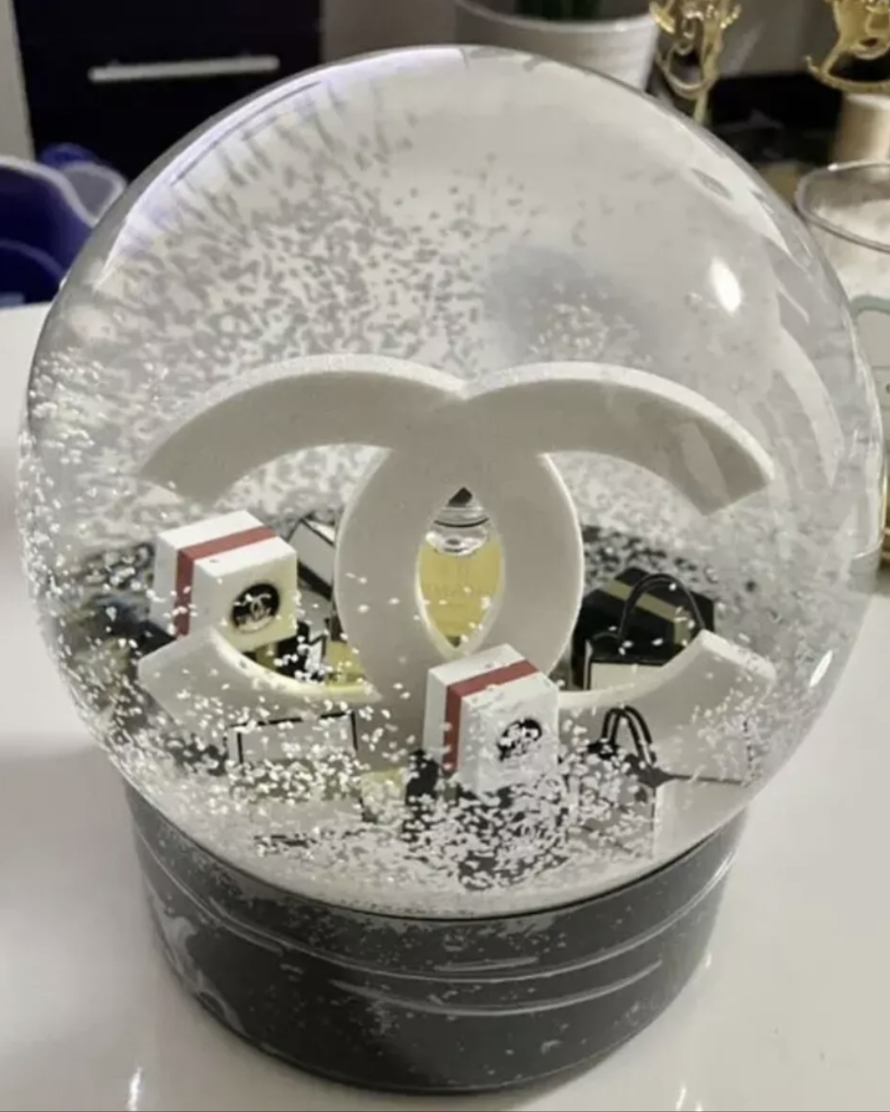 Chanel usb rechargeable snowglobe huge dome desktop decoration