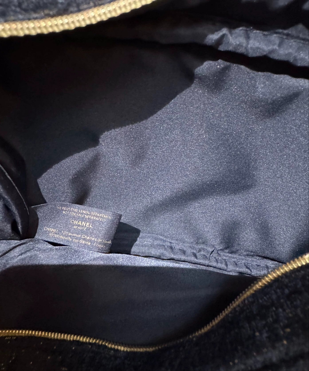 Chanel Navy Denim Makeup Pouch Clutch bag 2024 VIP GIFT