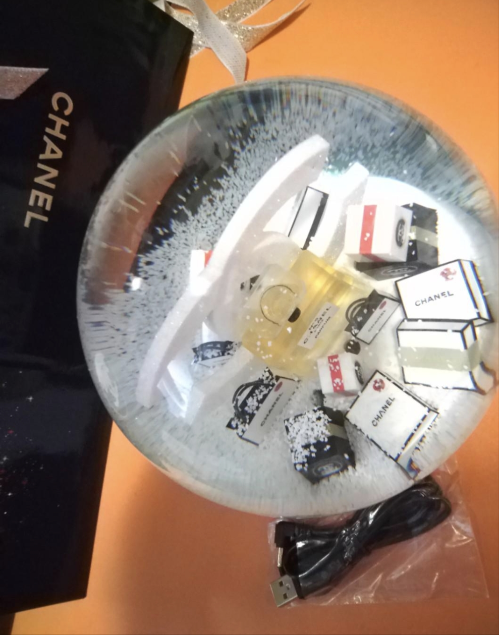 Chanel usb rechargeable snowglobe huge dome desktop decoration