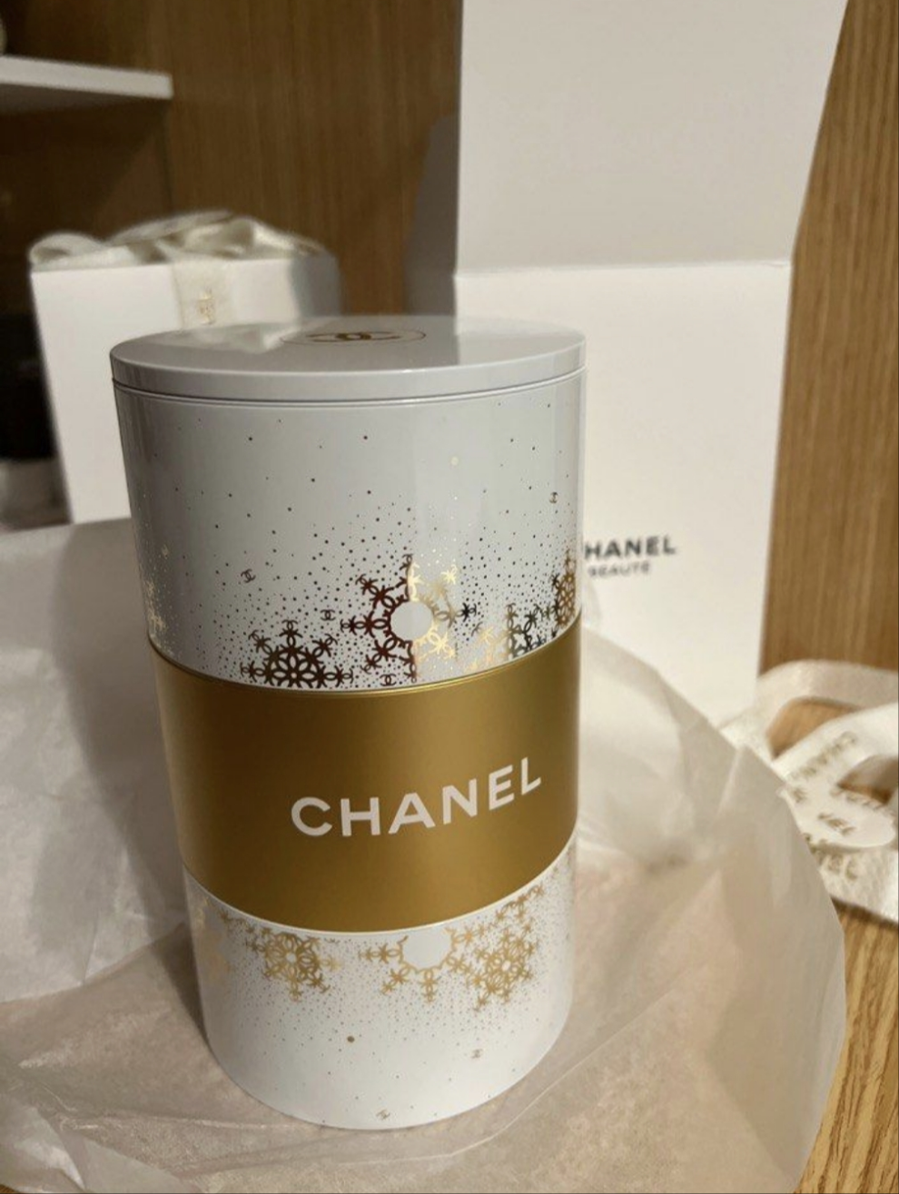 Chanel seasonal round storage metal box VIP GIFT