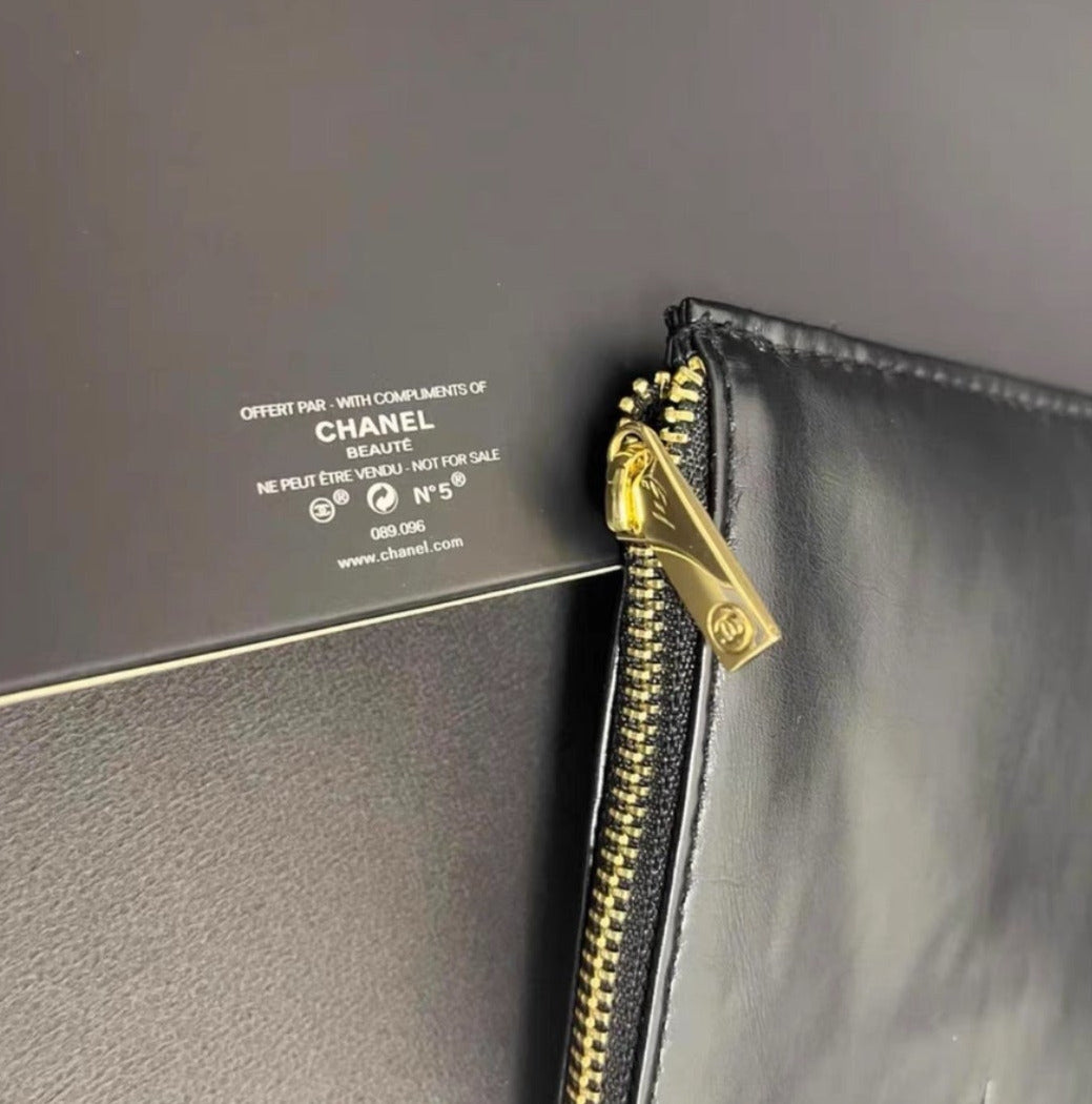 Chanel Black Embossed Leather pouch bag RARE