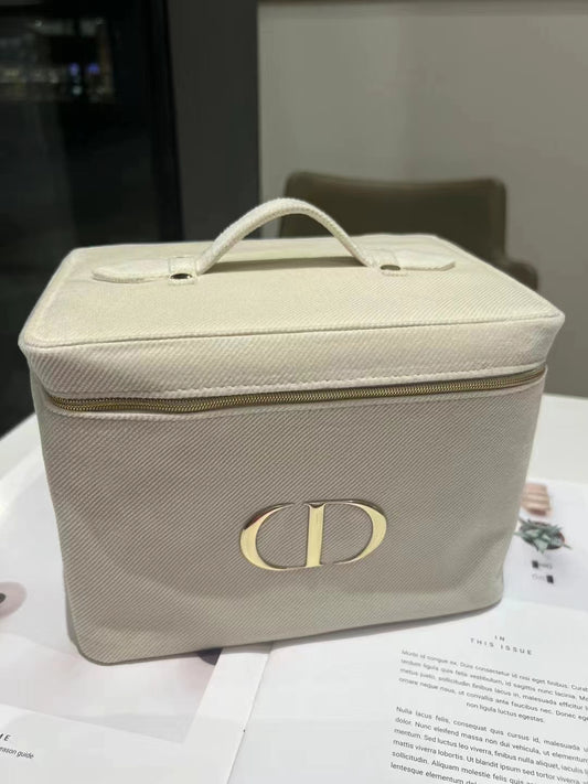 Dior Beige Canvas large Makeup Storage case box VIP gift