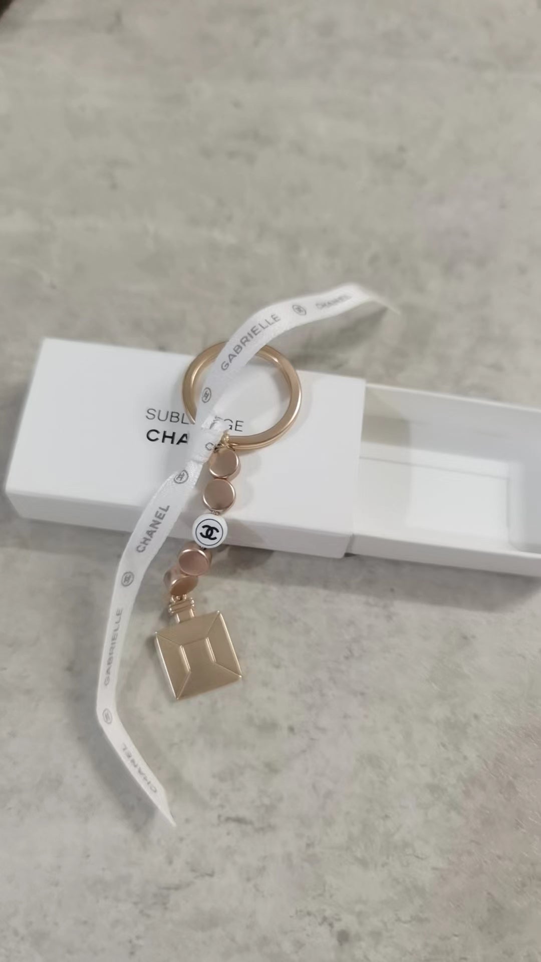 New Chanel no.5 Key Chain charm with ribbon lace charm
