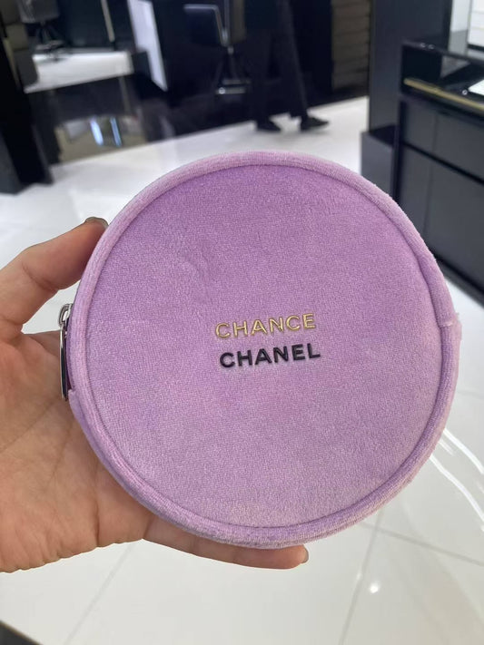 Chanel Velvet purple Makeup Round Pouch bag 2025 VIP GIFT