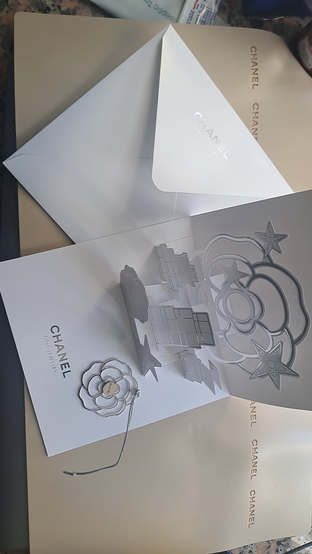 Chanel jewelry 3D pop up card with camellia charm