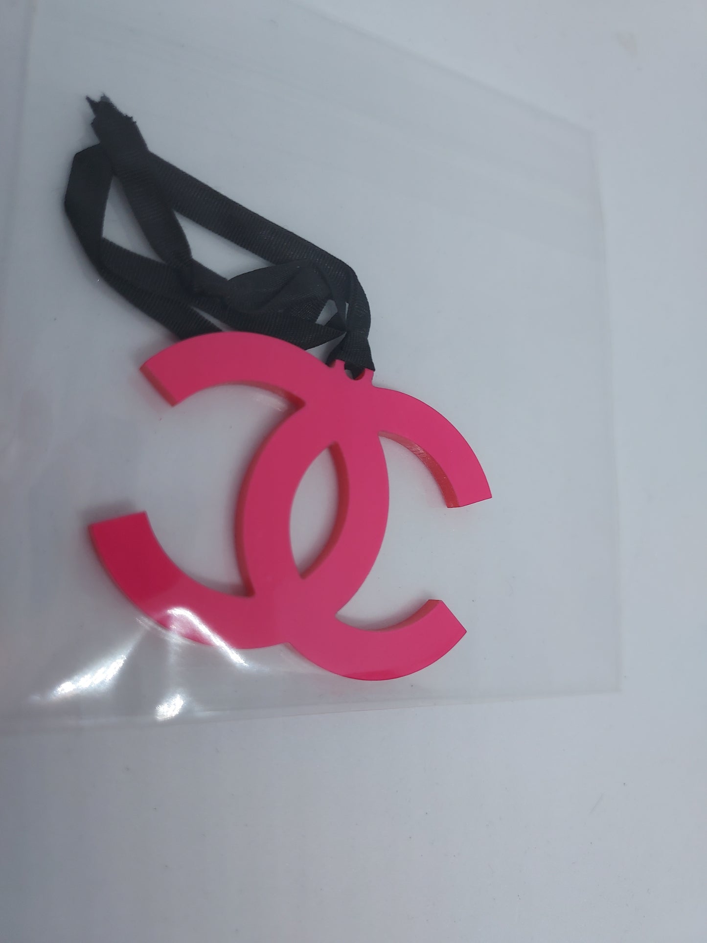 Chanel Hot pink charm logo plastic collectable
