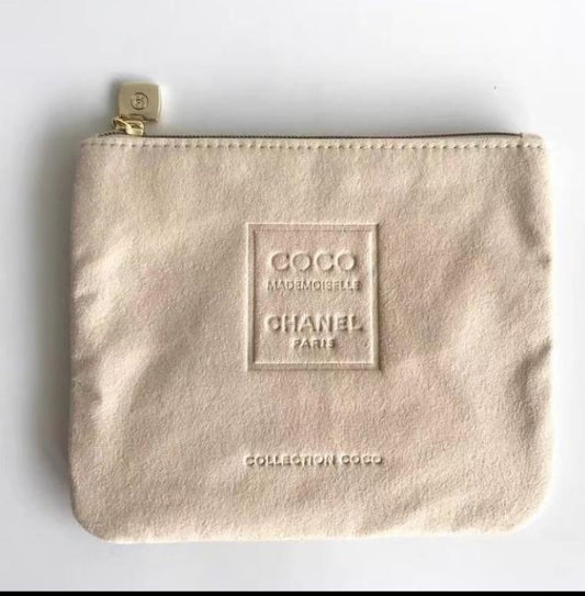 Coco Mademoiselle Beige Small Suede Zipper Wallet VIP Gift