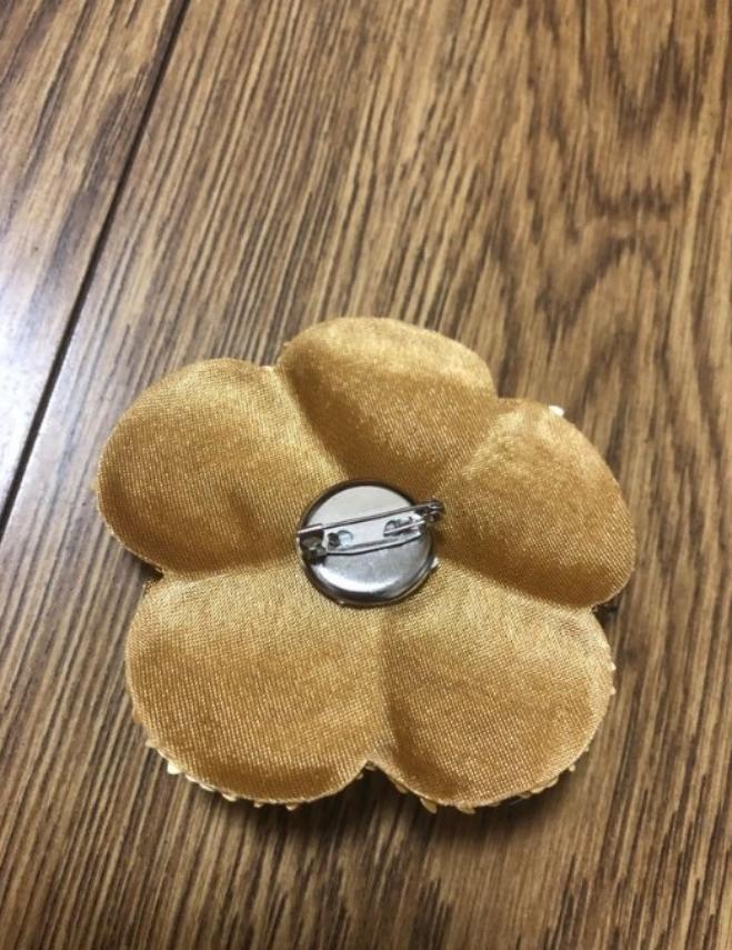 Chanel Gold sequin Camellia Brooch PIN rare