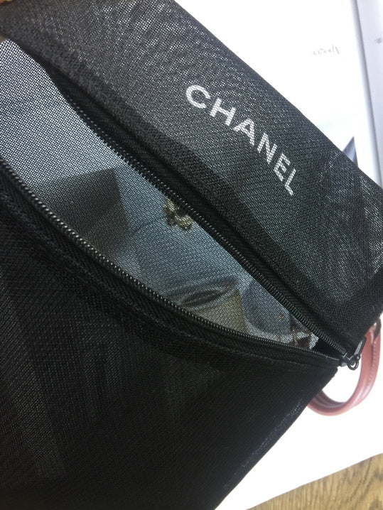 Chanel Mesh Pouch Makeup Bag Black