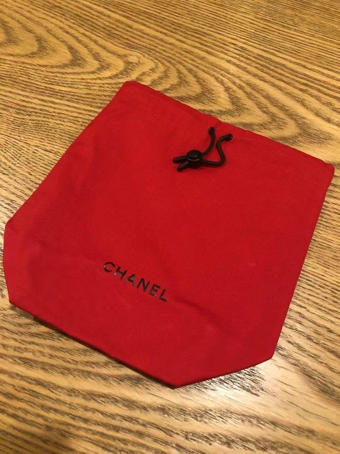 2021 Chanel Black & Red Drawstring Bag Set of 2pcs Rare