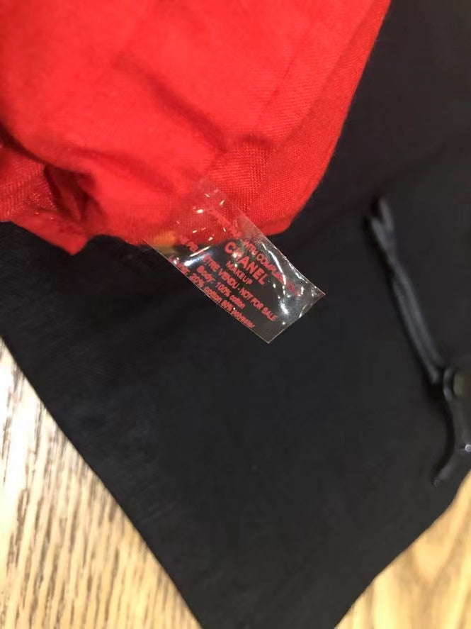 2021 Chanel Black & Red Drawstring Bag Set of 2pcs Rare