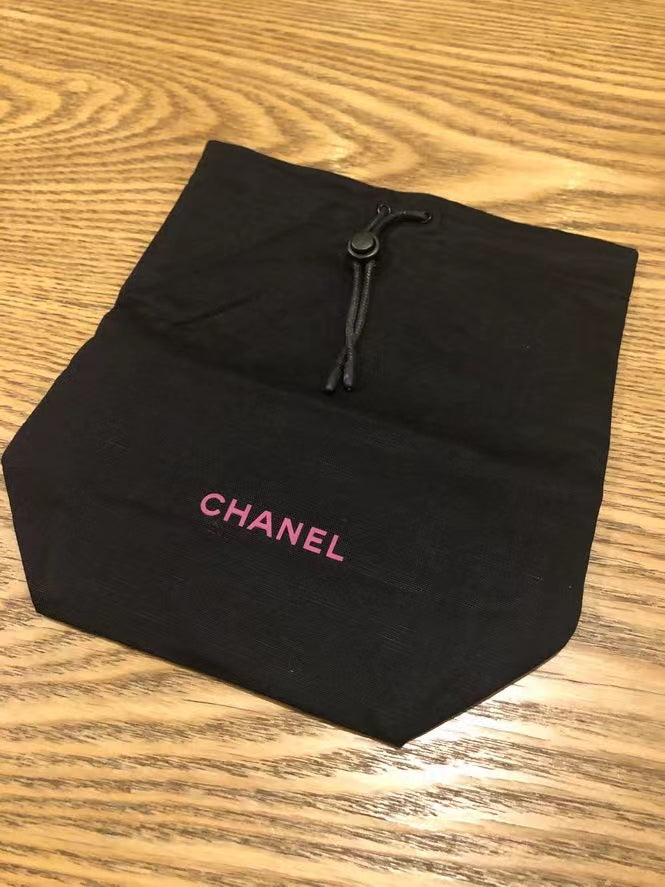 2021 Chanel Black & Red Drawstring Bag Set of 2pcs Rare