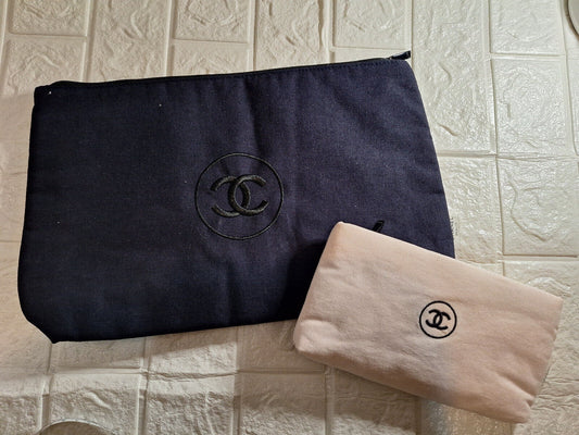 Chanel large linen Pouch Bag set of 2pcs