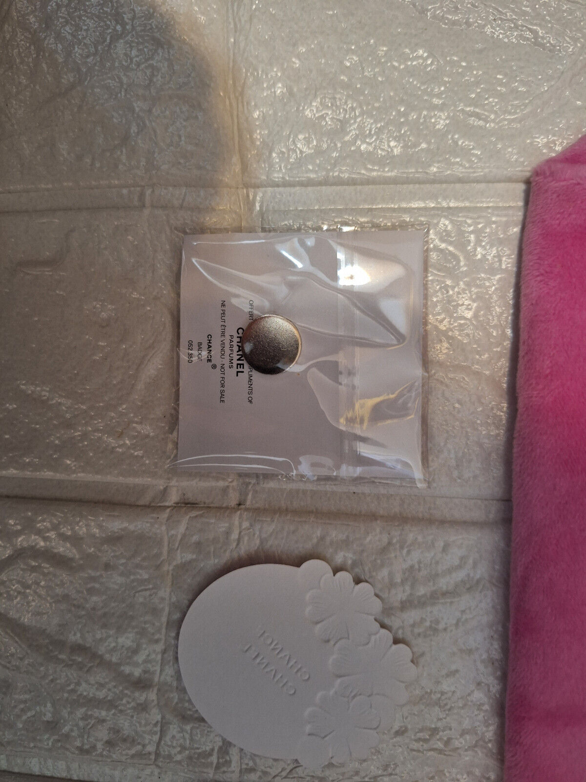 Chanel Chance pink large plush Pouch Bag + Pins set