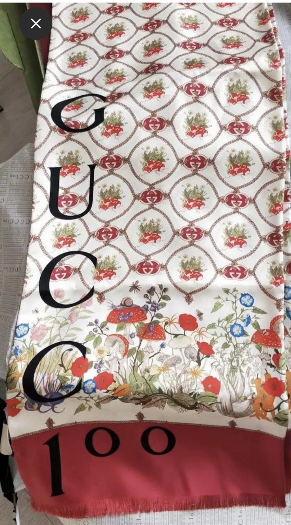 Gucci 100th Anniversary silky scarf 35*180cm
