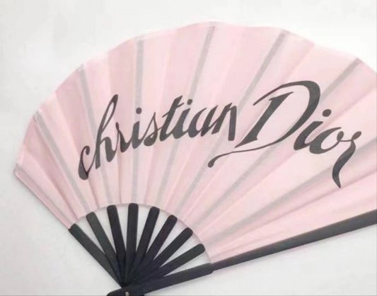 Dior Summer Collection Pink cloth hand Fan novelty