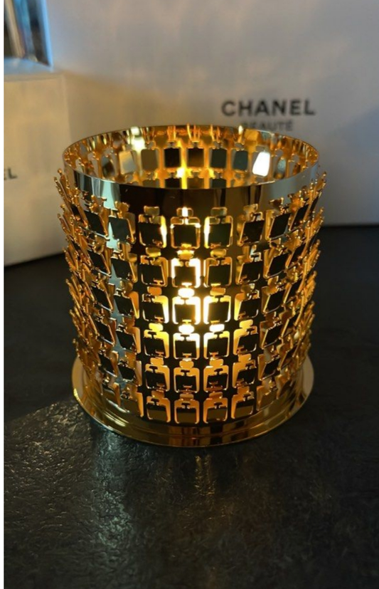 Chanel perfume bottle metal candle stand holder