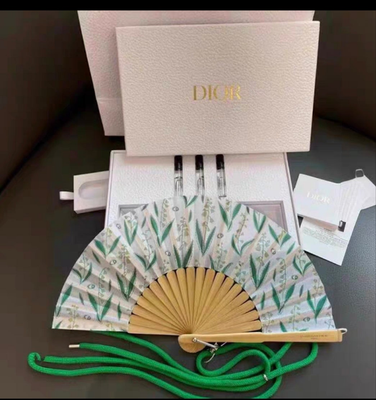Dior Beauty Collection Hand Fan with sample perfume set novelty