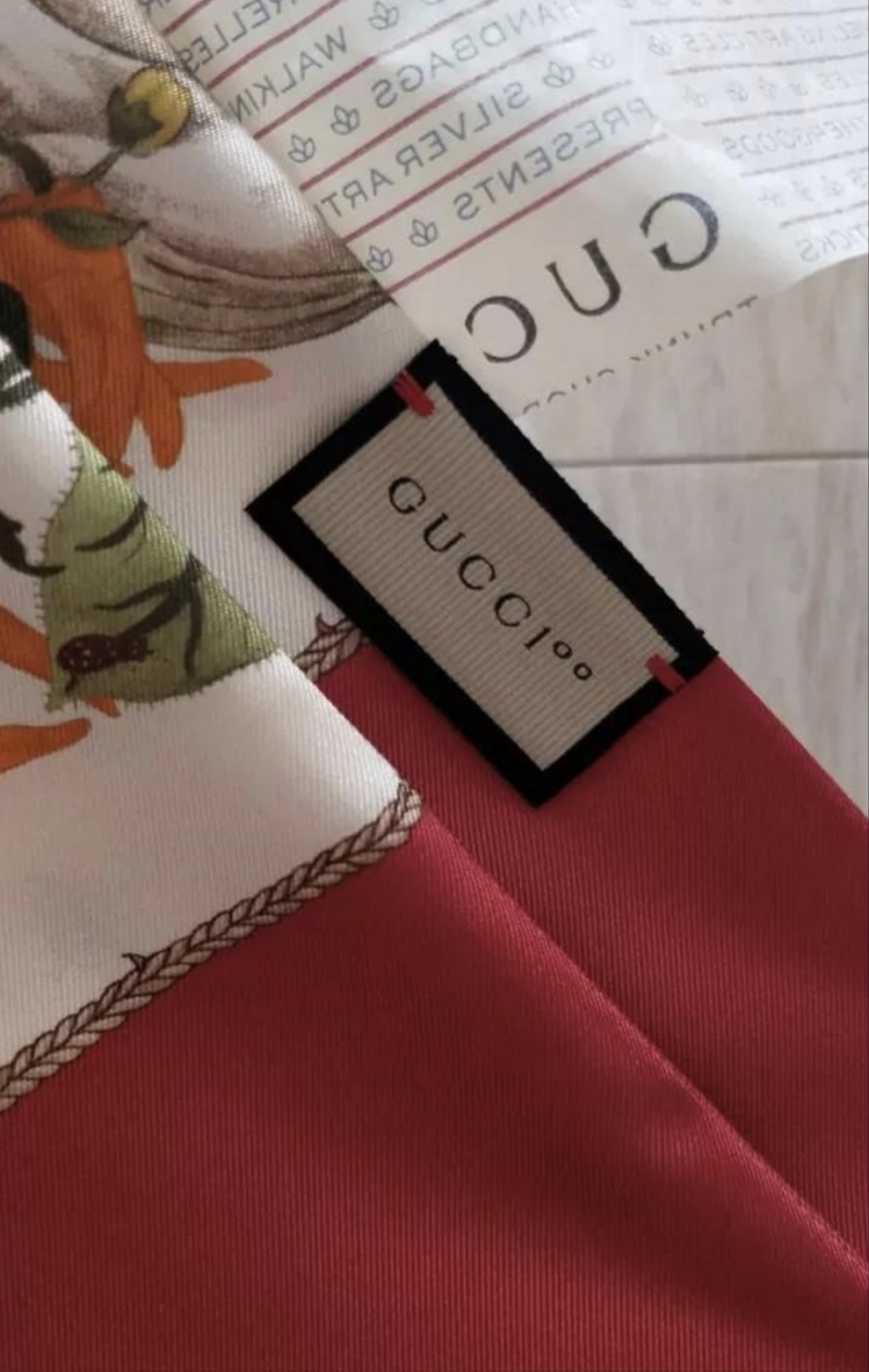 Gucci 100th Anniversary silky scarf 35*180cm