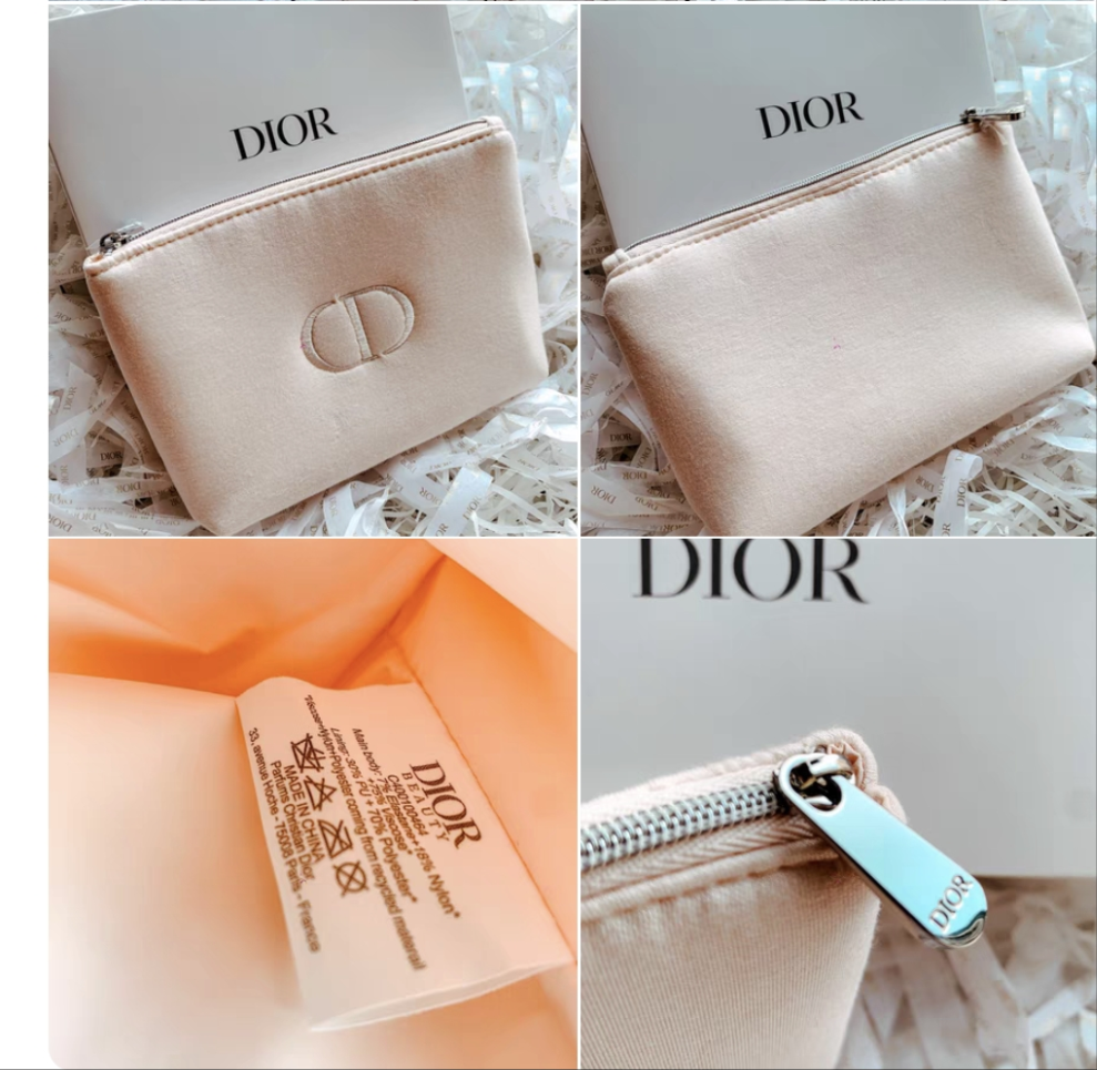 DIOR Light pink cotton Makeup Pouch bag in Box