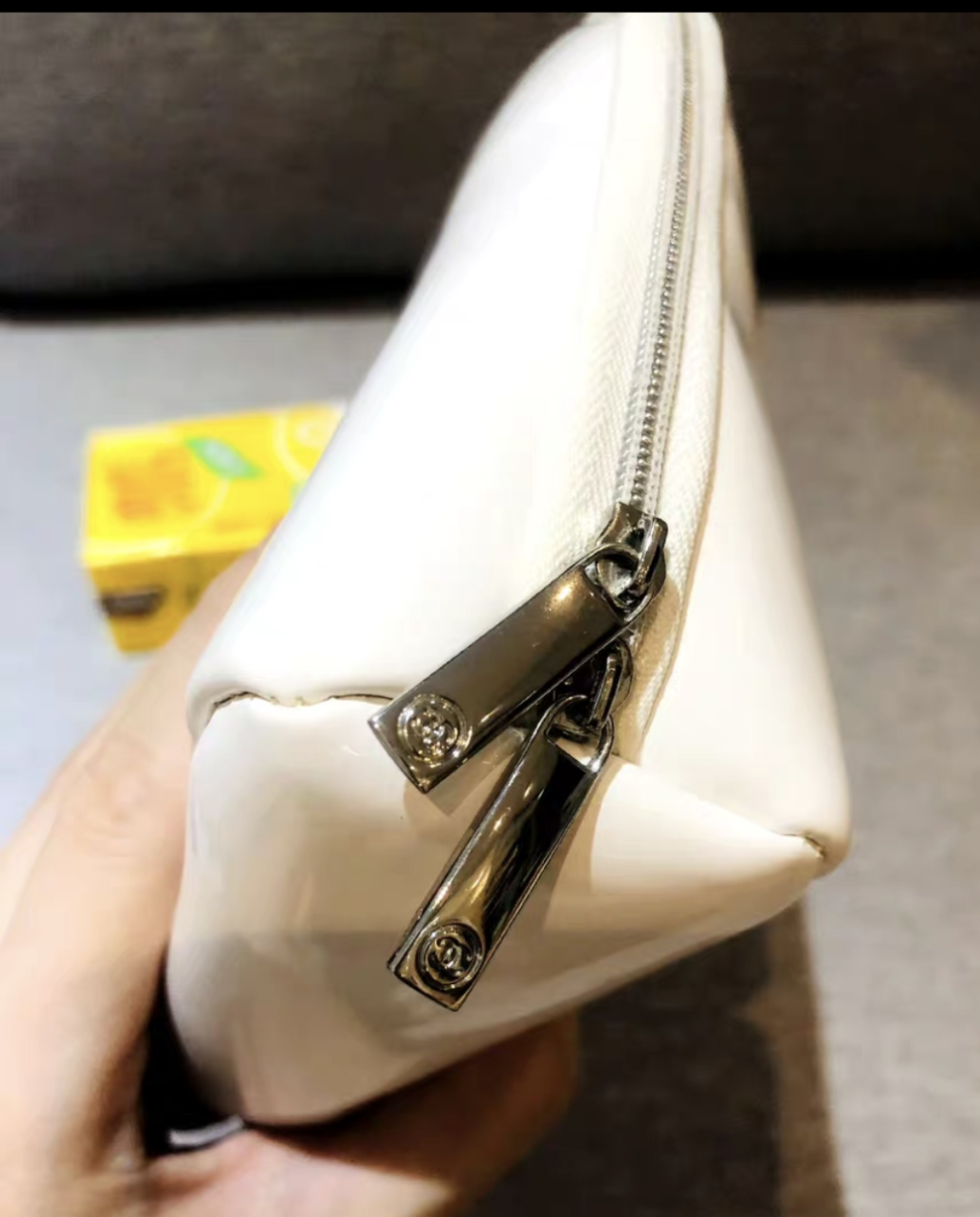 Chanel Sublimage Large White ophidia Patent Makeup Pouch Bag