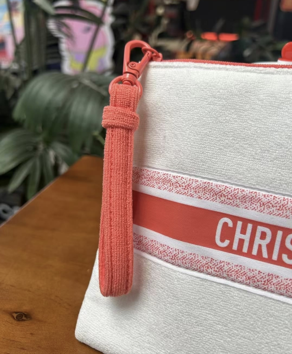 Dior summer towel Pouch Makeup Bag orange