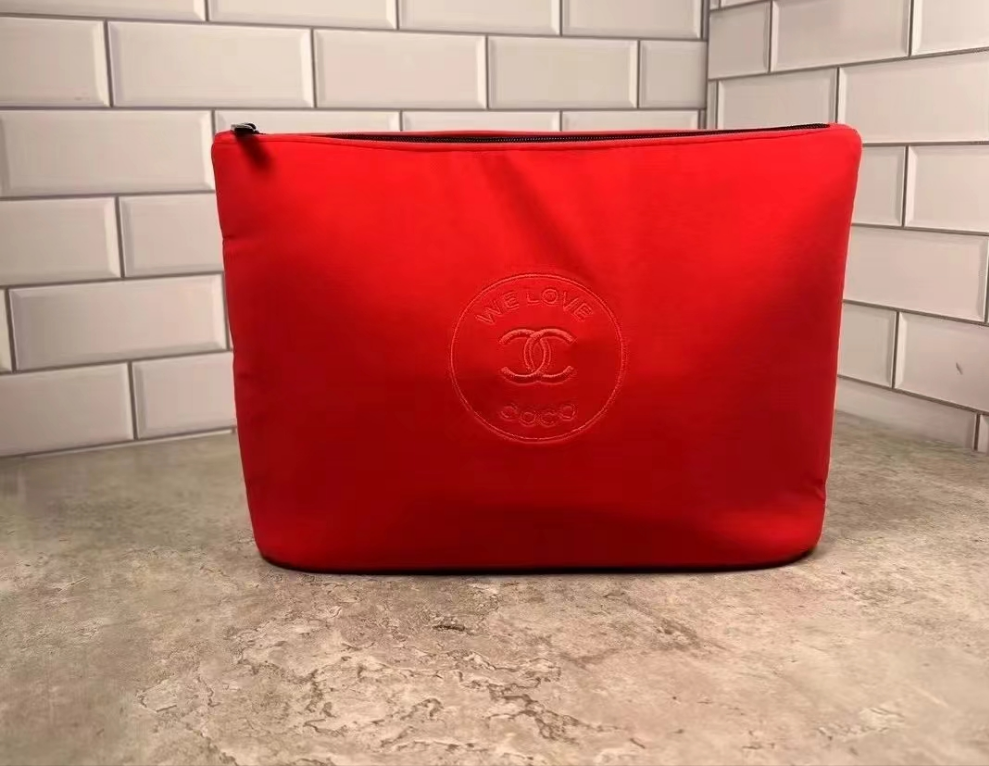 Chanel CoCo Love Red Velvet Large Makeup Pouch Clutch bag VIP GIFT