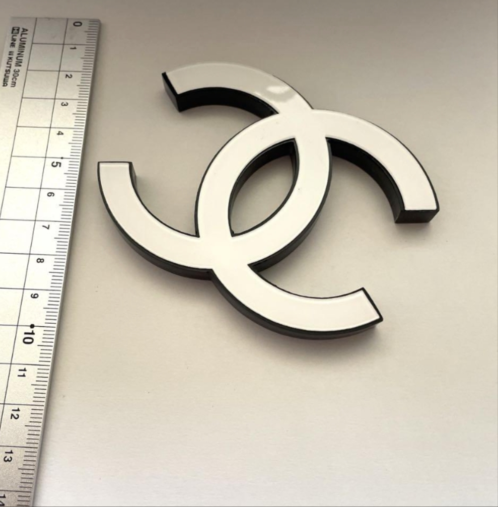 Chanel white acrylic Logo Shop Display Decor Stand rare