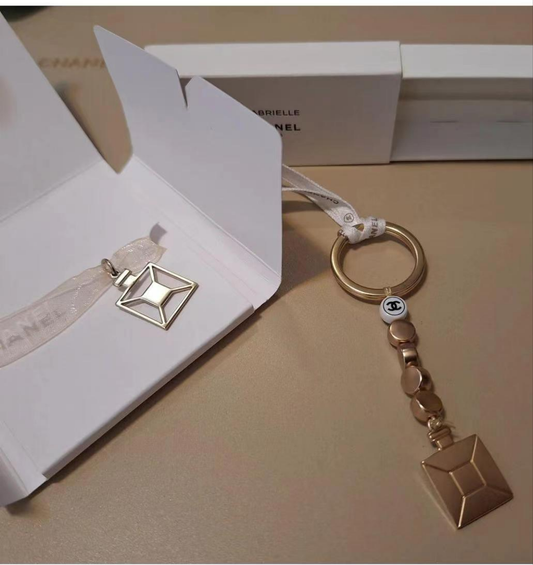 New Chanel no.5 Key Chain charm with ribbon lace charm