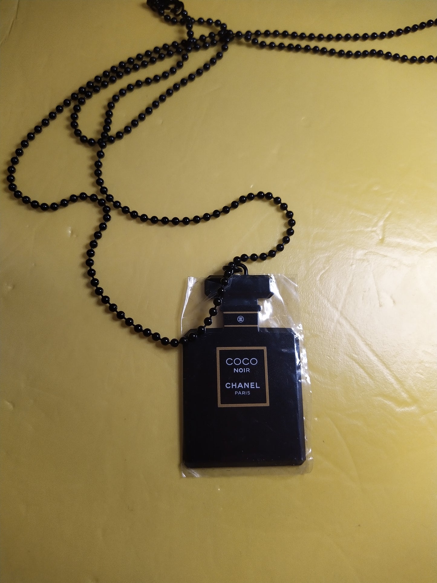 Chanel Black Coco Noir pendant necklace charm on chain RARE