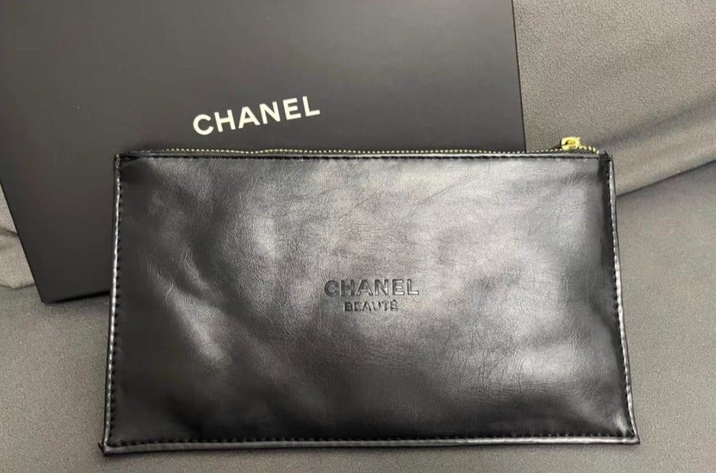 Chanel Black Embossed Leather pouch bag RARE
