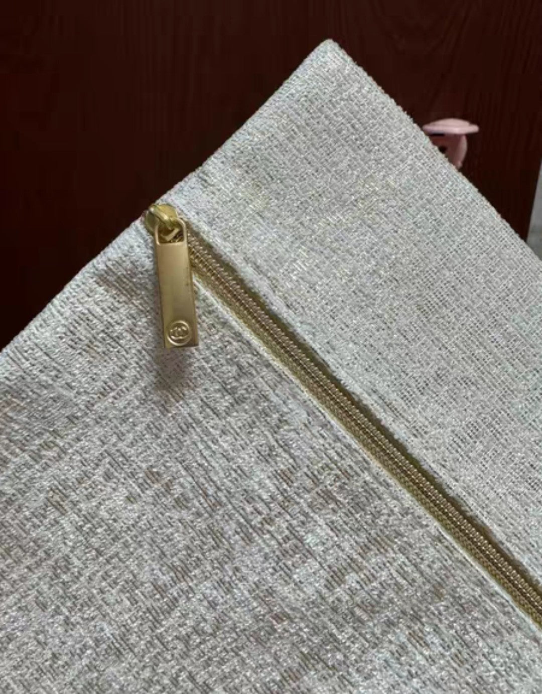 Chanel Gold White makeup pouch bag RARE 2023