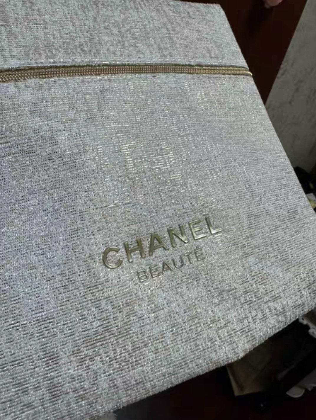 Chanel Gold White makeup pouch bag RARE 2023