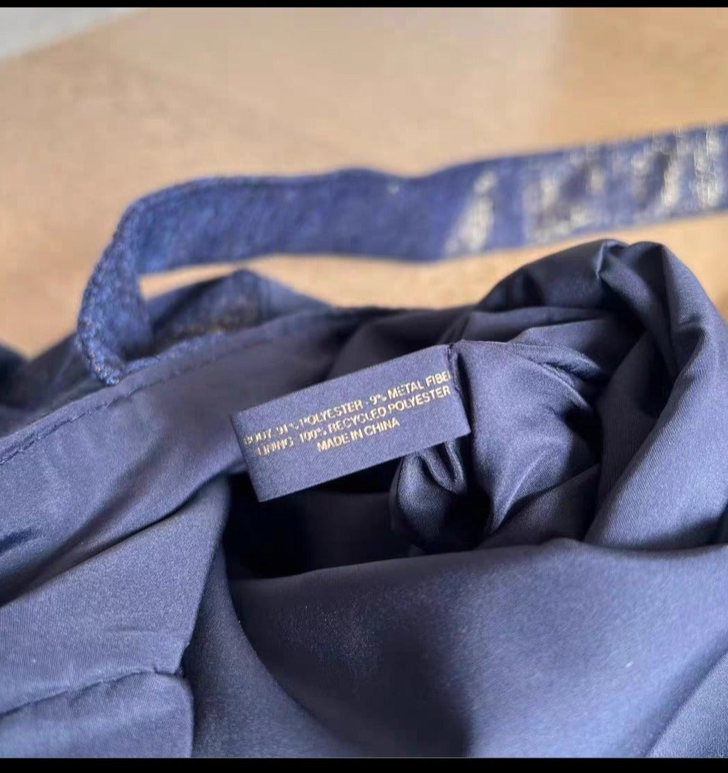 Chanel 2023 Christmas  Navy Gold tote bag with make up bag set of 2pcs