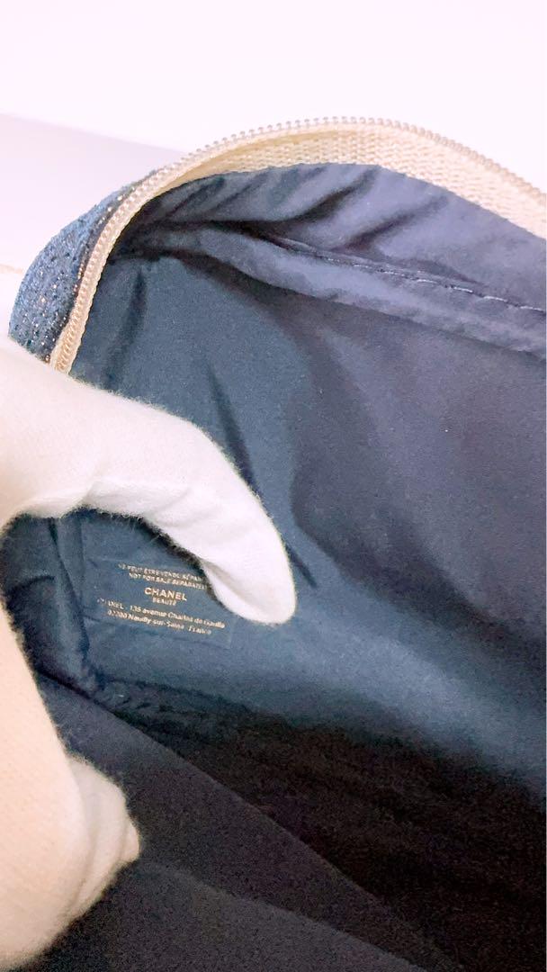 Chanel Navy Denim Makeup Pouch Clutch bag 2024 VIP GIFT