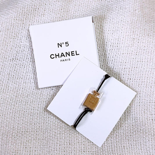 Chanel No. 5 Perfume Bottel Pendant Luxuries Leather String Bracelet