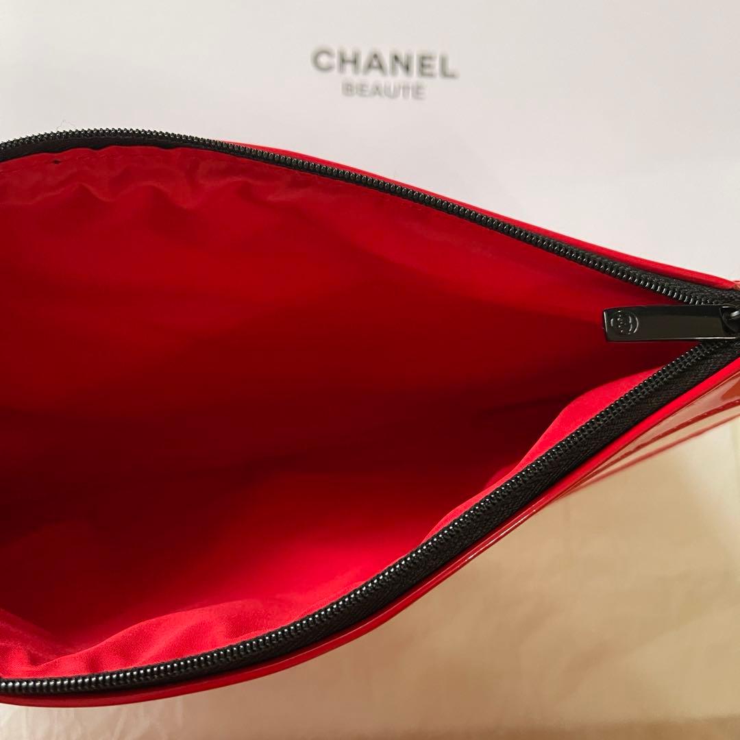 Chanel 2025 red white stripes velvet Makeup Pouch bag no box