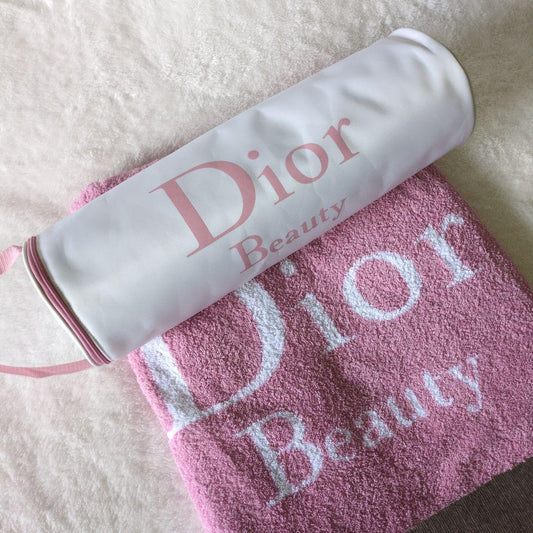 Dior pink Large Beauty Beach Towel in Pouch Bag 150 x70cm