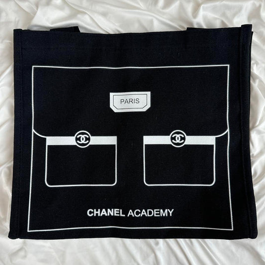 Chanel canvas academy tote bag