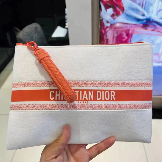 Dior summer towel Pouch Makeup Bag orange