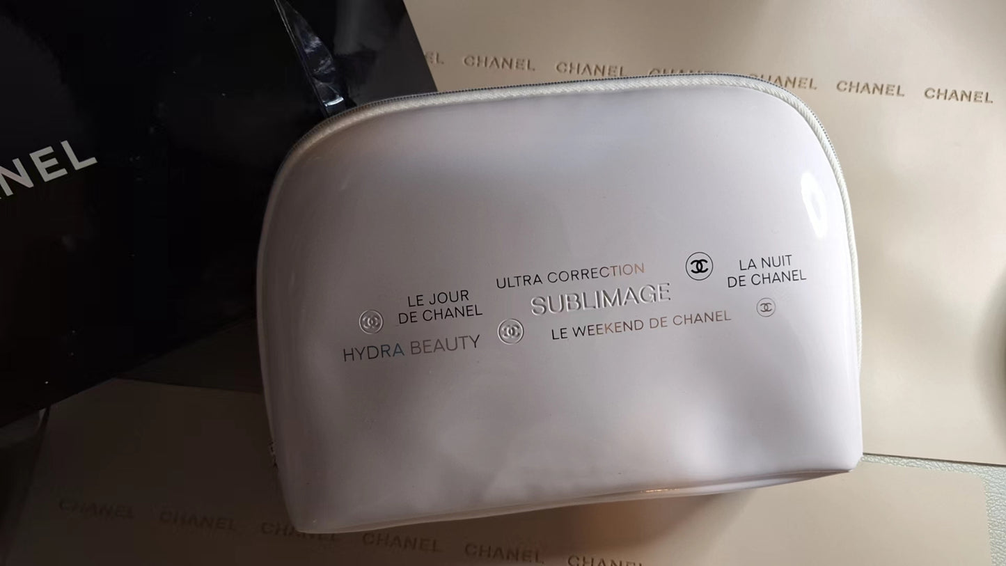 Chanel Sublimage Large White ophidia Patent Makeup Pouch Bag
