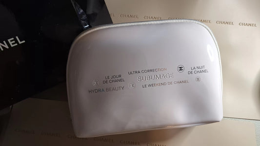 Chanel Sublimage Large White ophidia Patent Makeup Pouch Bag