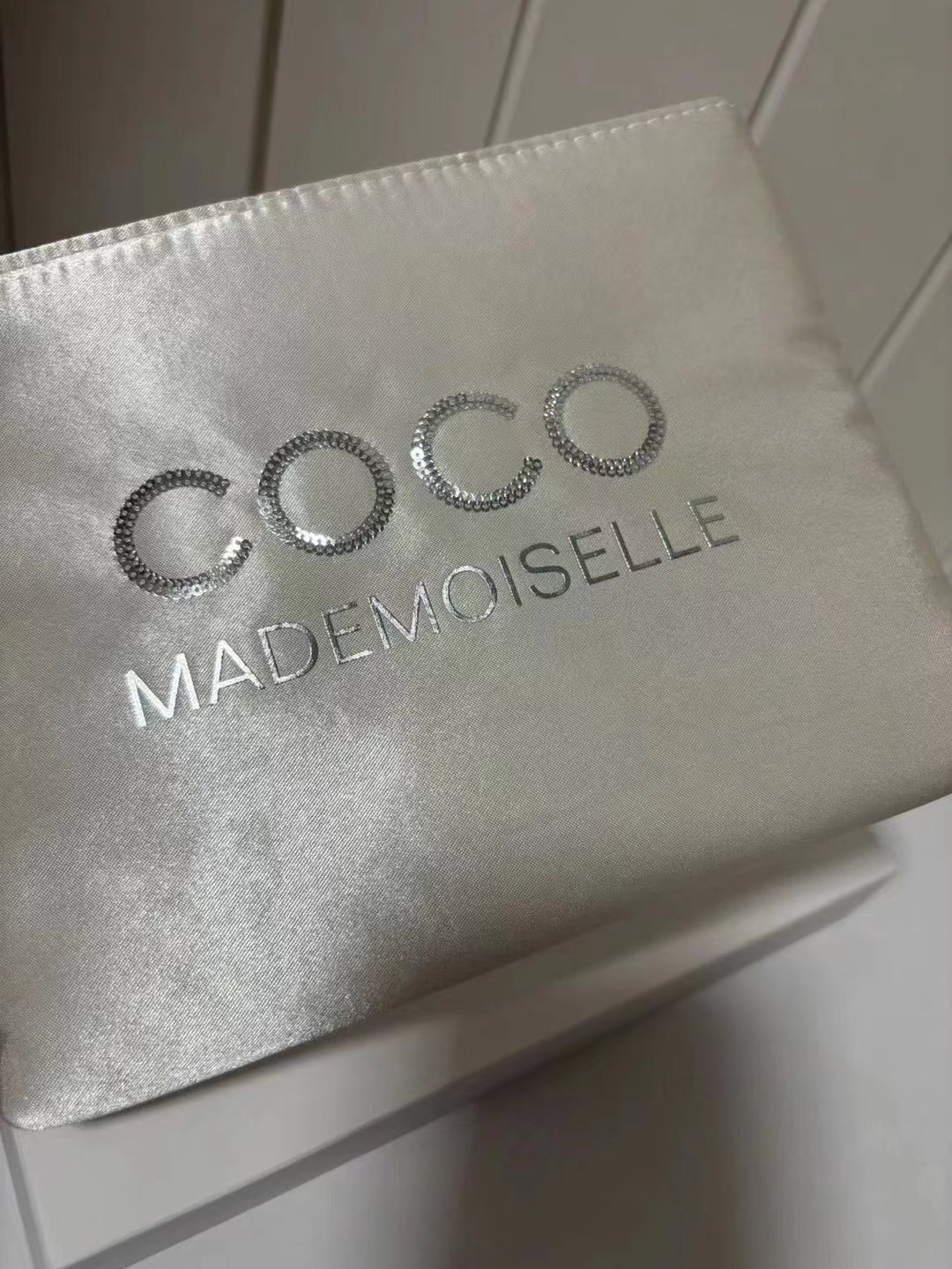 Chanel gold sequins Makeup Pouch bag in Box