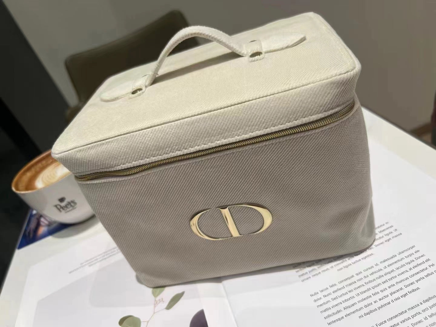 Dior Beige Canvas large Makeup Storage case box VIP gift