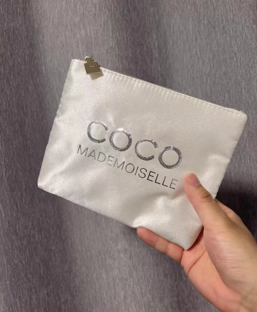 Chanel gold sequins Makeup Pouch bag in Box