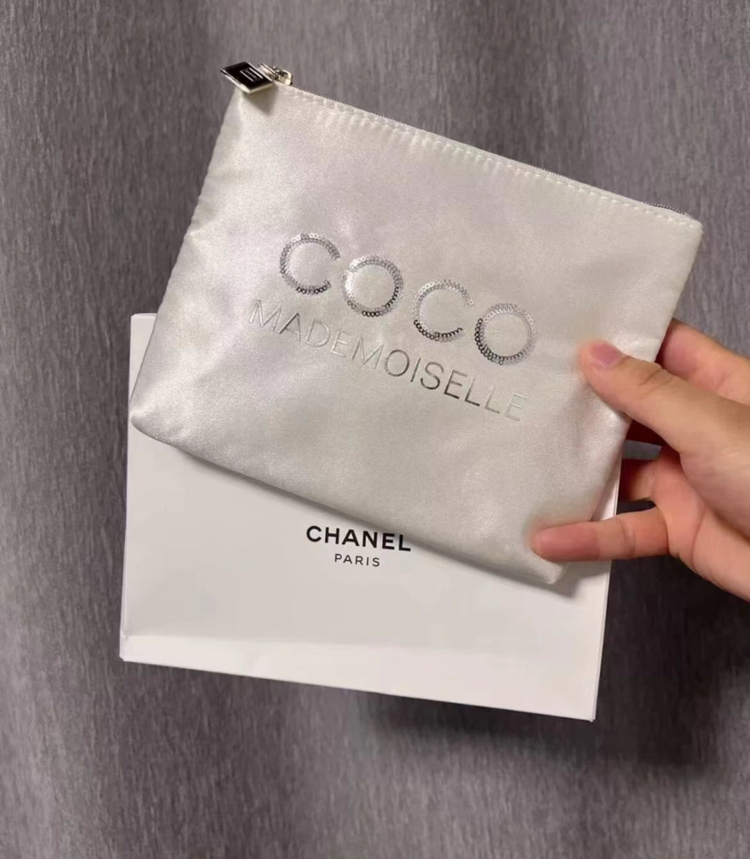 Chanel gold sequins Makeup Pouch bag in Box