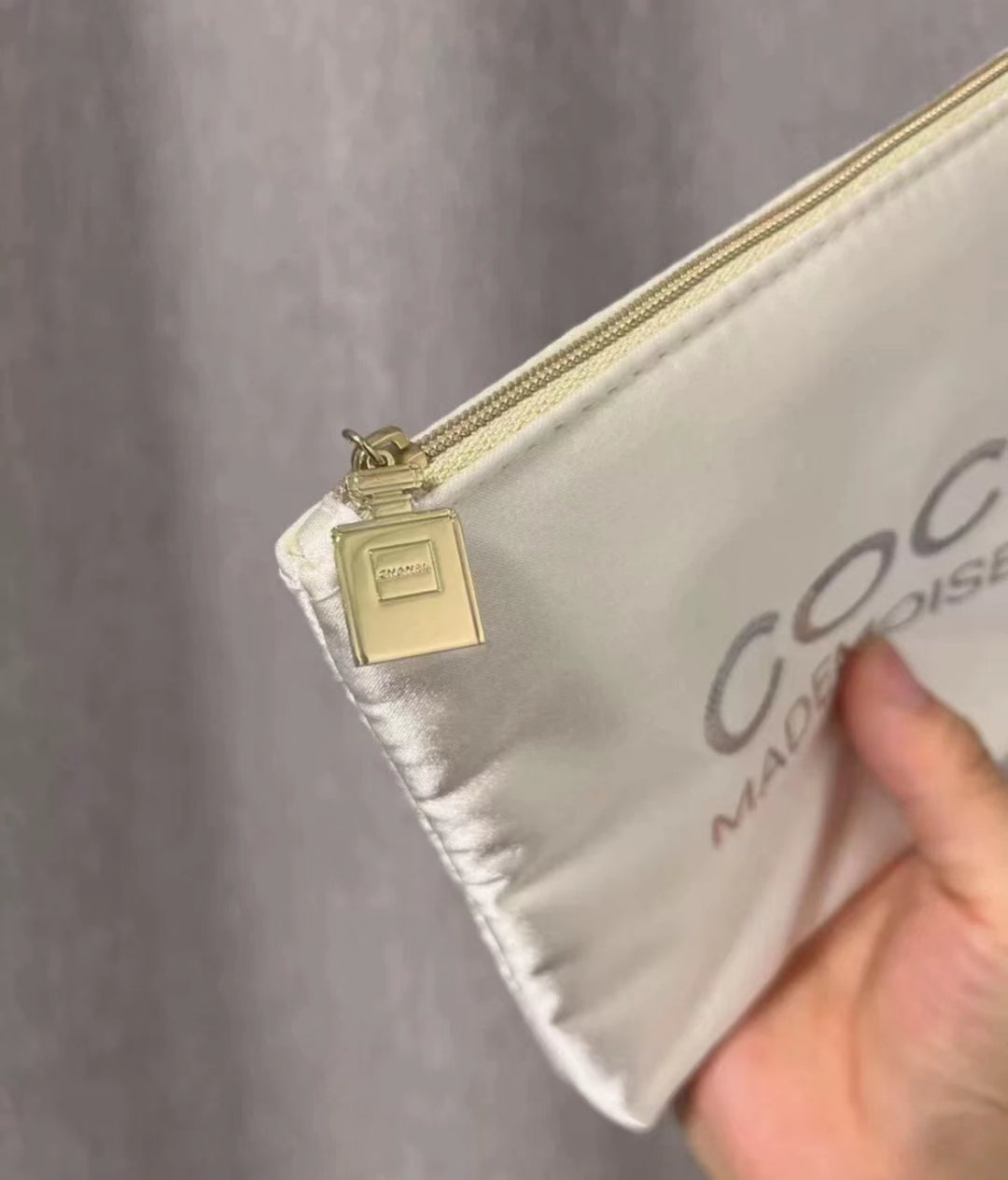 Chanel gold sequins Makeup Pouch bag in Box