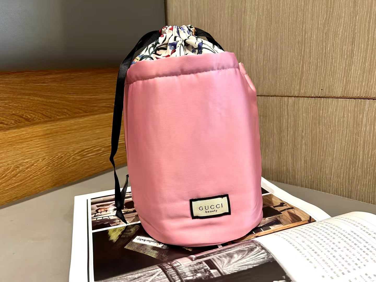 Gucci Satin Pink Makeup Drawstring bag